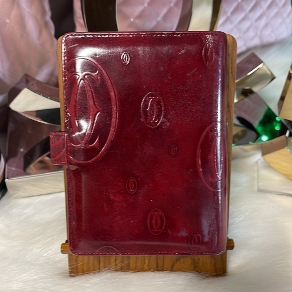 AUTHENTIC MUST DE CARTIER BORDEAUX LEATHER HAPPY BIRTHDAY 6 RING AGENDA PLANNER - Picture 3 of 11